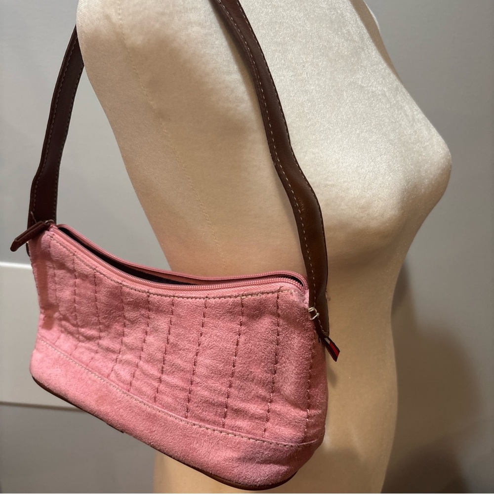 Vintage Y2K Tommy Hilfiger Pink Fabric Quilted Pink Rectangle ShoulderBag Purse